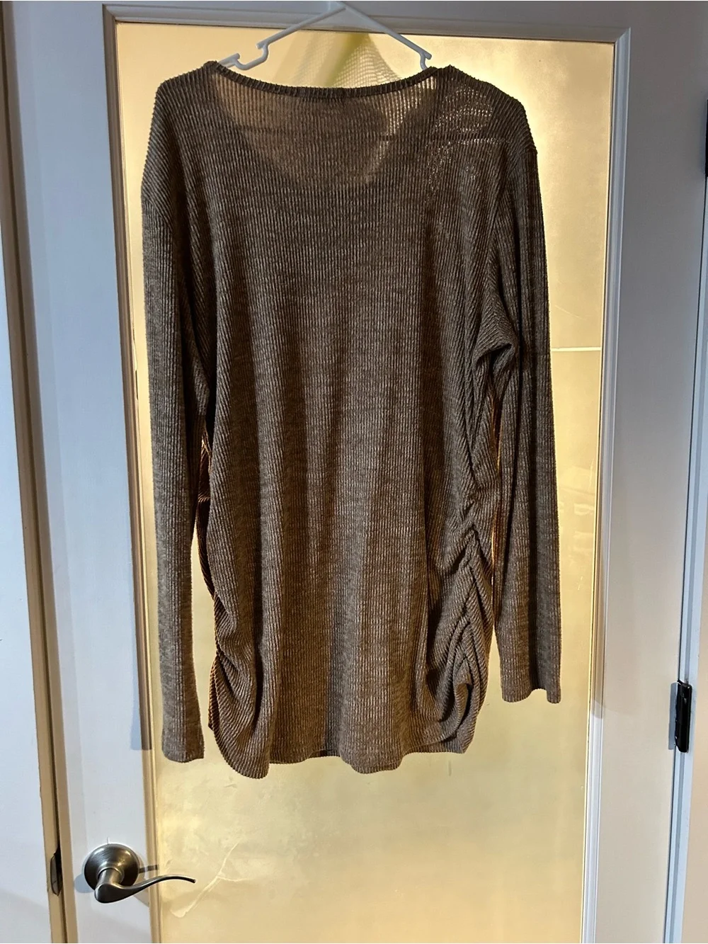 Maternity Ribbed Crew Neck Sweater in Taupe